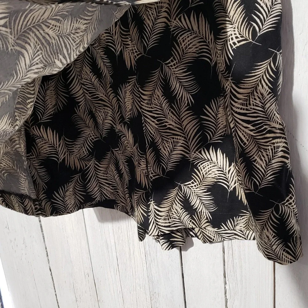 Ellen Tracy Skort Shorts Black Tropical Linen 90s Resort Coastal Indie Size‎ XXL